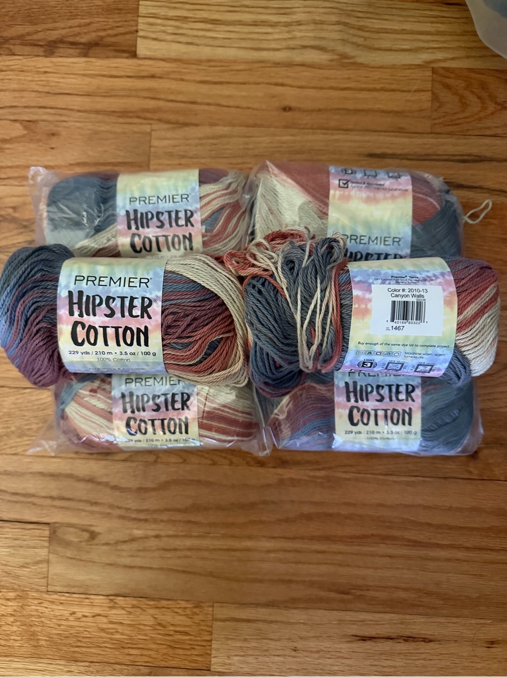 Premier Hipster Cotton Yarn - Gray, Cream, Rust, Slate Blue